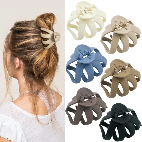 Miniatura 9 de Pinzas para cabello medianas mate de 2.8 para cabello fino, sujeción fuerte de 90°, antideslizantes, neutras, tipo pulpo jumbo, accesorios