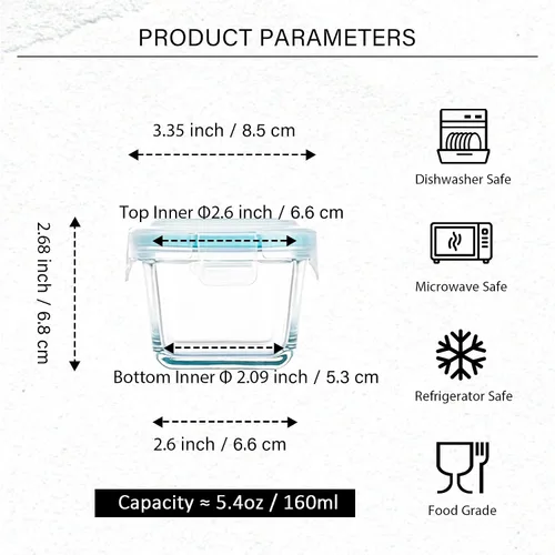Miniatura 2 de Mini recipientes de vidrio para almacenamiento de alimentos, paquete de 12 frascos de vidrio pequeños de 5.4 onzas con tapas de bloqueo, recipientes