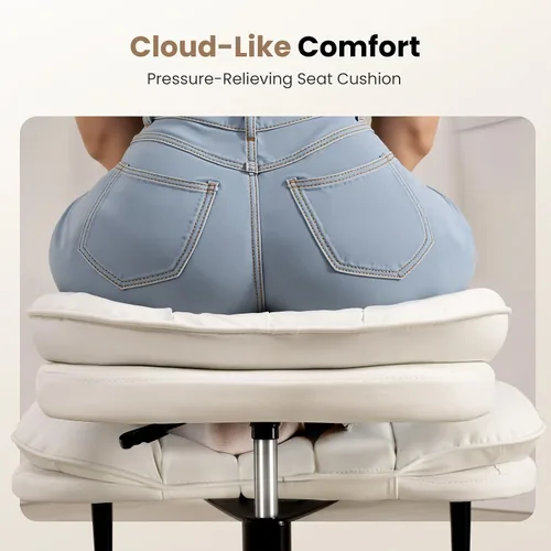 Miniatura 6 de HOMRELEXA Silla de oficina con patas cruzadas, silla de escritorio ergonómica cruzada en nube, silla de meditación con ruedas, asiento ajustable