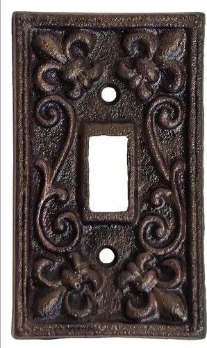 Miniatura 14 de Lulu Decor, Fleur De Lis - Placa de enchufe de hierro fundido en acabado marrón rústico antiguo