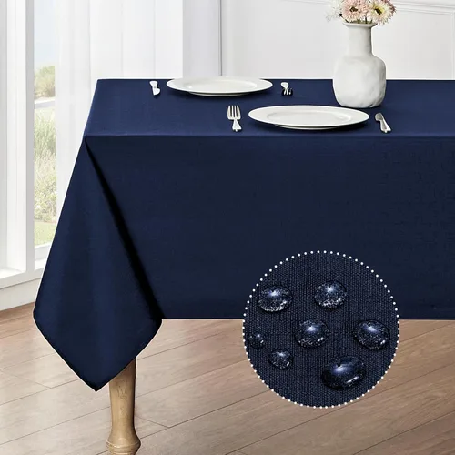 Miniatura 18 de Veblandy Mantel rectangular impermeable de 60 x 104 pulgadas, mantel texturizado de lino, resistente a las manchas y a las arrugas, lavable, mantel