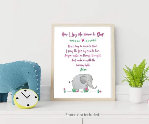 Miniatura 3 de Now I Lay Me Down To Sleep Wall Art Prints - Unframed 8x10 - Bible Verse Poster for Kids - Inspirational Sayings Christian Decor for Children