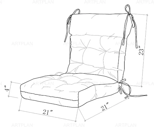 Miniatura 6 de ARTPLAN Cojín para silla de exteriores, cojín de respaldo alto para patio con lazo para silla mecedora Adirondack, 44 x 21 x 4 pulgadas, 1 unidad