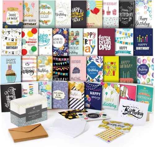 Tarjetas de cumpleaños de oficina para empleados y compañeros de trabajo 5 x 7 – Surtido de tarjetas de feliz cumpleaños, tarjetas de cumpleaños a