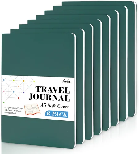 Miniatura 27 de Feela - Paquete de 8 cuadernos de tapa blanda en masa, cuadernos universitarios rayados para el trabajo, cuaderno de viaje rayado para mujeres y 8