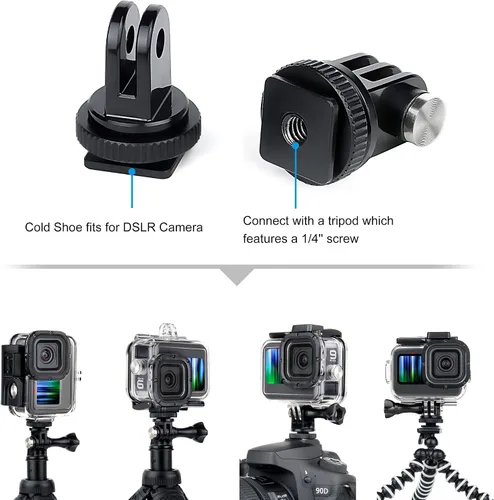 Miniatura 5 de GEPULY Funda impermeable con 2 zapatos fríos para GoPro Hero 13 12 11 10 9 Negro 316 Anti-Rust,196FT/60M Waterproof,Underwater Case Fits Mic &
