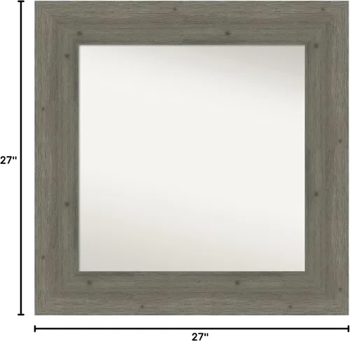 Miniatura 6 de Amanti Art Espejo de baño gris para sobre el fregadero, 27 x 27 pulgadas, espejo de tocador cuadrado gris, marco de madera rústica de campo medio