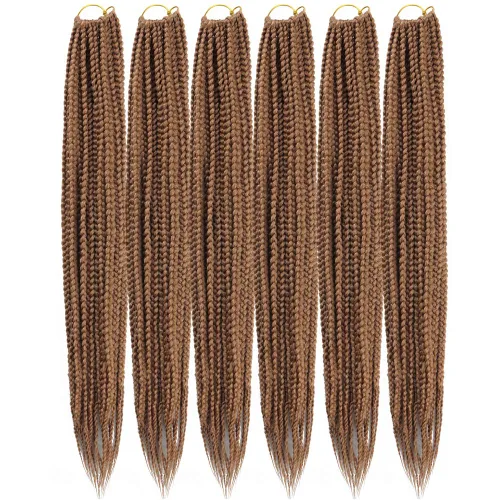 Miniatura 36 de 6 paquetes/lote (14/18/24/30) pulgadas, 0.4 in, 20 hebras por paquete, 3 extensiones de cabello trenzado de ganchillo finas, diámetro 3X