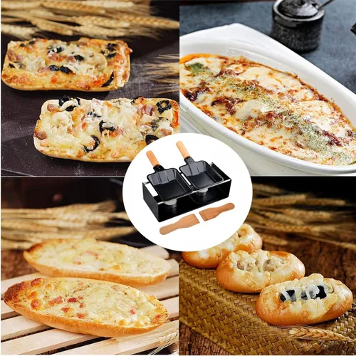 Miniatura 4 de RoseFlower Mini juego de raclette de queso, sartén portátil para fundir queso a la luz de las velas, parrilla de raclette antiadherente, derretidor