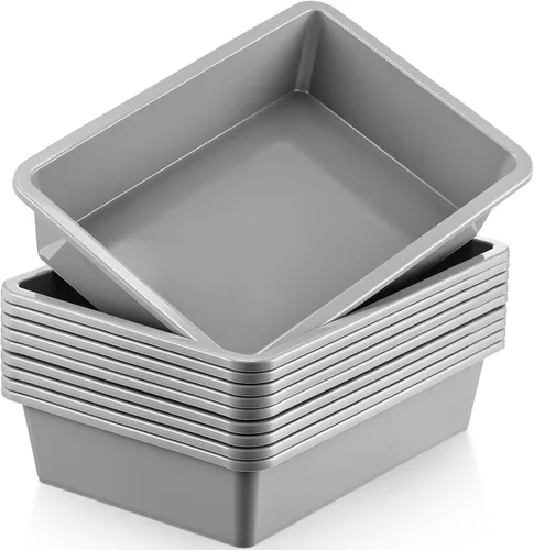 Miniatura 13 de Hoteam Bandeja organizadora de almacenamiento plana, bandeja de papel para aula, organizador de archivos apilable de plástico para escuela, oficina