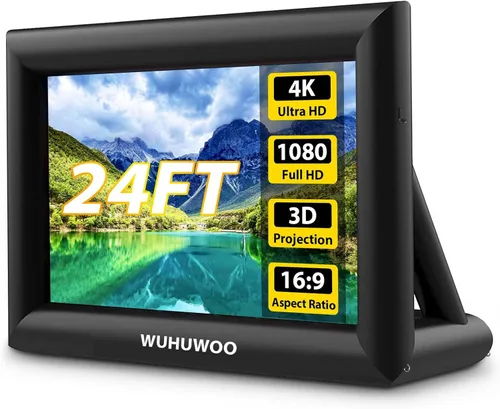 Pantalla de Película Inflable para Exteriores de 24 Pies, Pantalla de Proyector Hinchable para Exteriores con Soplador de Aire y Bolsa de