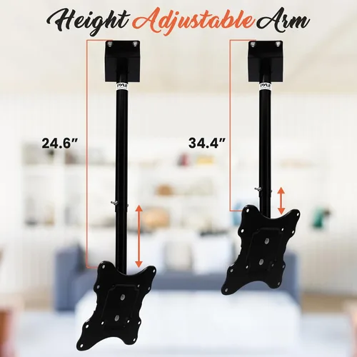 Miniatura 3 de Pyle Soporte de techo para TV de altura ajustable – Soporte de montaje universal VESA vertical giratorio e inclinable, soportes de 14 a 42 pulgadas