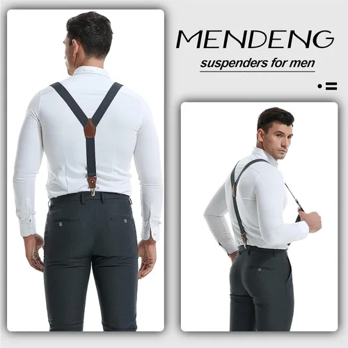 Miniatura 6 de MENDENG Tirantes de gancho giratorio de bronce vintage con 4 tirantes ajustables para hombre