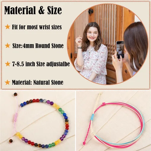 Miniatura 6 de LPBeads Pulsera de piedra natural hecha a mano de tamaño ajustable
