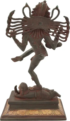 Miniatura 3 de Shiva de baile de 14 pulgadas en latón, hecho a mano, fabricado en la India, estatua de latón, color verde y dorado Sindoori Oro Verde
