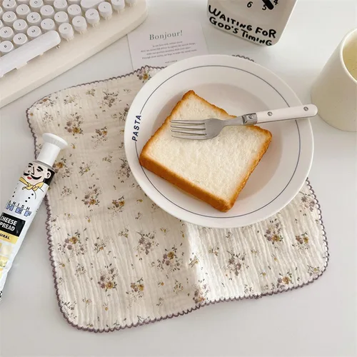 Miniatura 5 de BuLuTu - Paños de limpieza reutilizables 100% algodón muselina para cocina, 4 unidades, paños de cocina con estampado floral dulce, paños de esponja