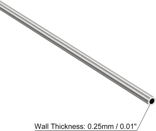 Miniatura 3 de uxcell Tubo capilar de acero inoxidable 304, diámetro exterior de 2 mm x 0.25 mm de grosor, longitud de 250 mm de tubo metálico para maquinaria
