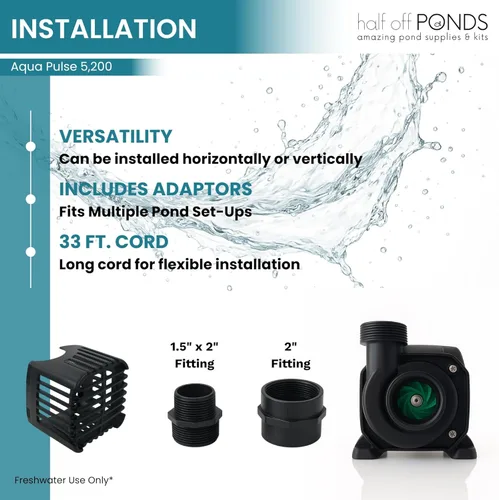 Miniatura 7 de HALF OFF PONDS Aqua Pulse Series - Bombas sumergibles de tracción híbrida de 550 gal/hr a 12,500 gal/hr Cable de 33 pies