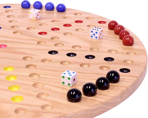 Miniatura 3 de Wahoo - Juego de mesa de juego de mármol, redondo de 18 pulgadas de ancho, madera de roble macizo, doble cara, con canicas grandes de 0.709 in