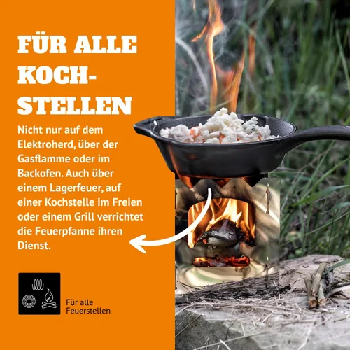 Miniatura 4 de Petromax Sartén de hierro fundido para cocina o campamento, utensilios de cocina pre-sazonados para fogata o horno y estufa casera, conduce el calor