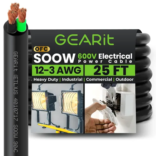 Miniatura 11 de GEARit Cable de alimentación portátil 6/3 6 AWG (100 pies - 3 conductores) SOOW 600V Cable eléctrico de calibre 6 para derivaciones de motor, luces