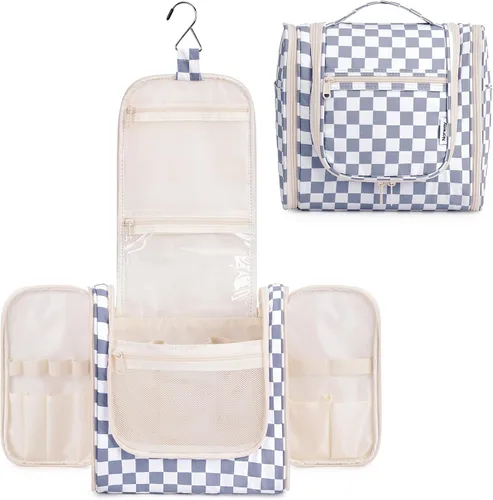 Miniatura 49 de Narwey - Neceser de viaje colgante, organizador de maquillaje y productos cosméticos para mujeres y hombres, Aa-morado., L