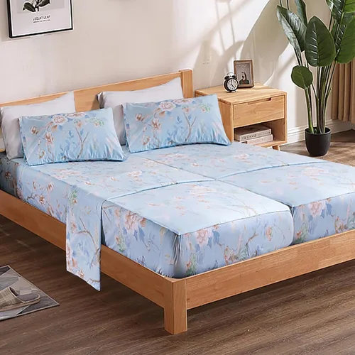 Miniatura 23 de QSH Juego de sábanas tamaño King con estampado floral - Estampado botánico de flores verdes, pájaros y mariposas, ropa de cama de algodón egipcio