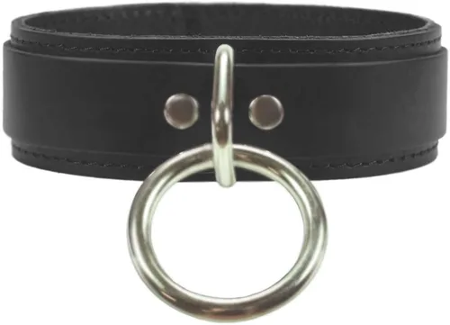 VP Leather Collar de piel Latigo O-Ring Piel de cordero, Negro -, Pequeña