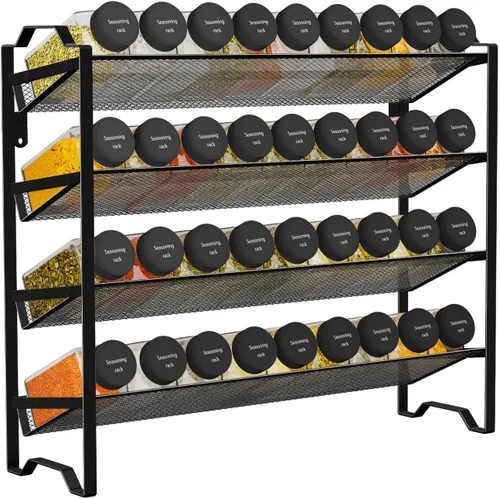 Miniatura 8 de Simple Trending Paquete de 2 organizadores de especias de 4 niveles, estantes apilables para encimera de cocina, para gabinete, encimera, despensa