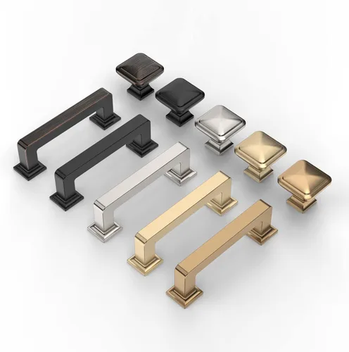 Miniatura 7 de 9BUILD Paquete de 6 pomos de latón cepillado de 1.2 pulgadas para gabinetes, pomos dorados para cajones, perillas cuadradas para gabinetes