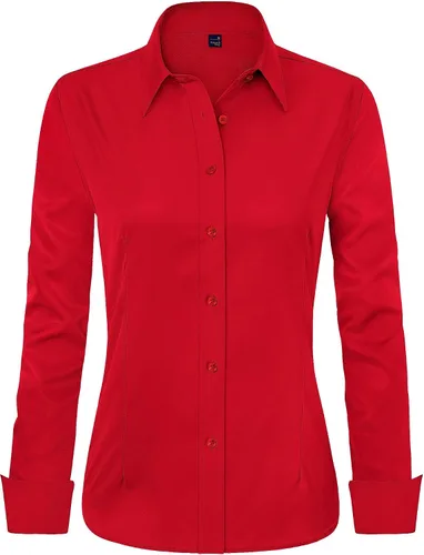 Miniatura 23 de J.VER - Camisas de vestir para mujer, diseño de manga larga, con botones, antiarrugas, blusa de trabajo unicolor
