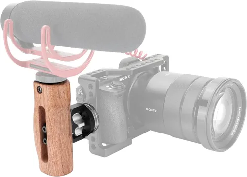 Miniatura 4 de Mango de madera ajustable con soporte de roseta M6 y boca superior para zapata caliente para kit de jaula de cámara DLSR