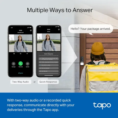 Miniatura 7 de Tapo TP-Link - Cámara de timbre de video inteligente, con timbre incluido, 2K 5MP, visión nocturna en color, audio bidireccional, detección AI