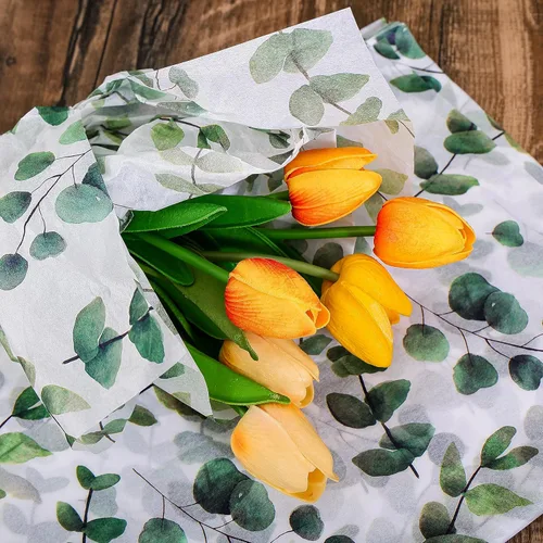 Miniatura 5 de 100 hojas de papel de seda de eucalipto reciclable vegetación botánica bolsa de embalaje para bodas, cumpleaños, duchas, manualidades, decoración