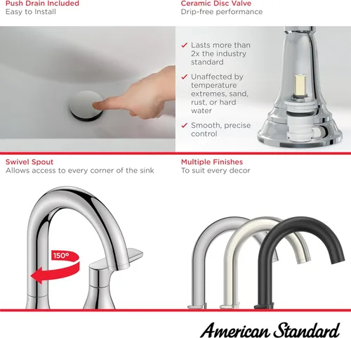 Miniatura 3 de Aspirations - Grifo de baño de 2 manijas de 8 pulgadas, 1.2 gpm/4.5 L/min con manijas de palanca