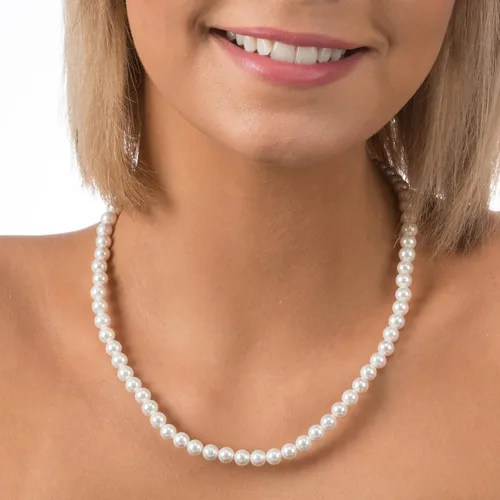 Miniatura 4 de PAVOI collar con perlas simuladas blancas redondas y plata esterlina