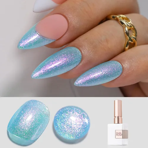 Miniatura 26 de Double Rhythm Esmalte de gel con purpurina de nieve de 0.5 fl oz, color holográfico reflectante para arte de uñas, salón de manicura y bricolaje