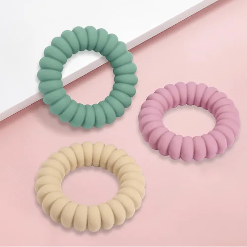 Miniatura 6 de Juguetes mordedores para bebés, anillos mordedores de silicona con sonajero para bebés, anillos de dentición texturizados para aliviar el dolor
