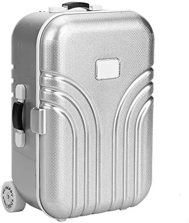Miniatura 6 de Asixxsix Maleta de viaje de mini muñecas - Caja de equipaje con ruedas para muñecas (plateada)