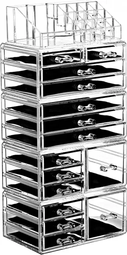Miniatura 14 de Ikee Design Organizador de maquillaje acrílico con 4 cajones y soportes removibles para lápices labiales en la parte superior, ideal para maquillaje