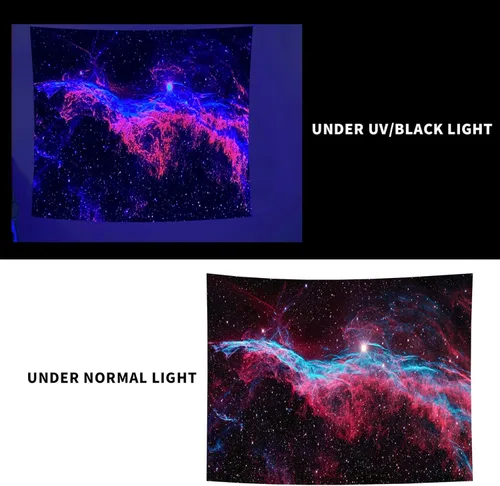 Miniatura 5 de PSYHILAR Tapices de luz negra Galaxy Space para adultos y adolescentes, nebulosa, Vía Láctea, reactiva a los rayos UV (59 x 39 pulgadas)