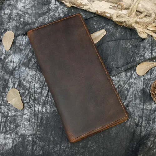 Miniatura 6 de LUUFAN Billetera larga de cuero genuino para hombre, cartera plegable grabada