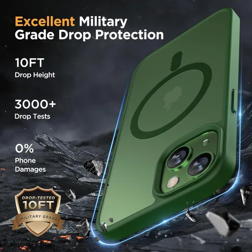 Miniatura 4 de Miracase - Funda magnética para iPhone 13 de 6.1 pulgadas (compatible con MagSafe) (con 2 protectores de pantalla), protección de grado militar