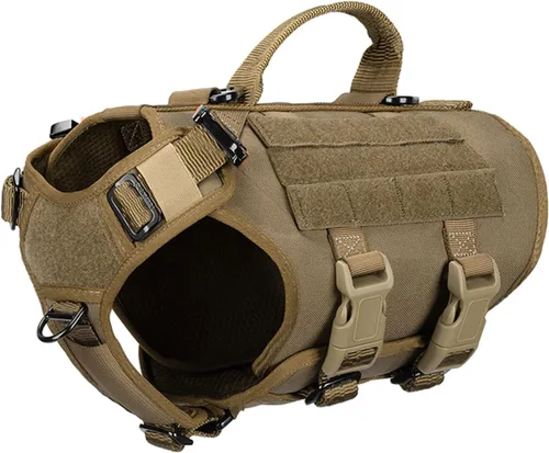 Miniatura 27 de ICEFANG - Arnés táctico para perro con 6 hebillas, chaleco con sistema molle con asa para perro, 3/4 del cuerpo, panel con velcro para parche