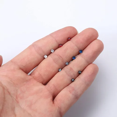 Miniatura 9 de CASSIECA 5 pares de aretes de acero inoxidable con circonita cúbica 5A arcoíris para mujeres y hombres, con diseño de arco iris 5A