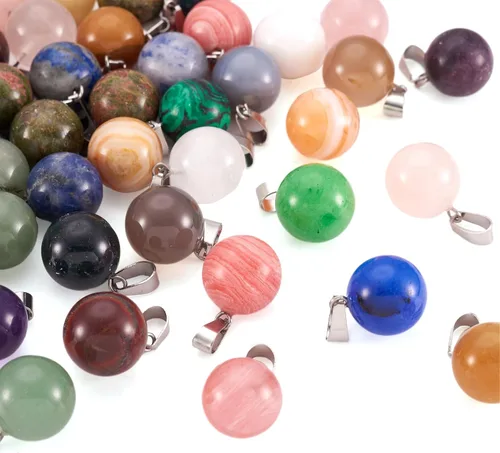 Encantos de piedras preciosas de Fashewelry. Dije de cristal de chakra curativo para la fabricación de joyas., G-Q434-M-FW 6 bolas de colores