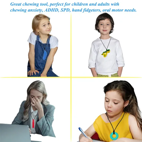 Miniatura 7 de Collares masticables para niños sensoriales, collar masticable sensorial para niños y niñas con autismo, TDAH, SPD, masticación, dentición, juguetes