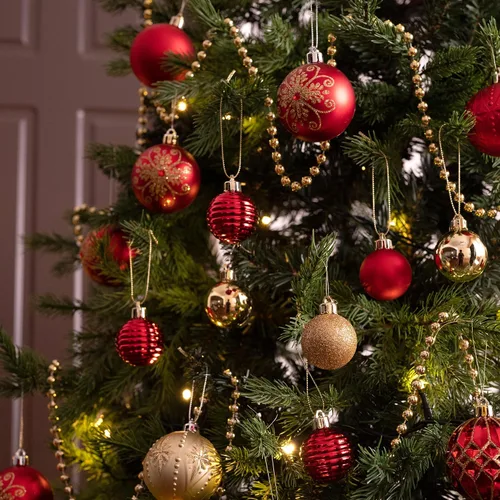 Miniatura 6 de Valery Madelyn - Juego de adornos pequeños de 1.57 pulgadas para árbol de Navidad, adornos de bolas colgantes inastillables para decoración de Oro