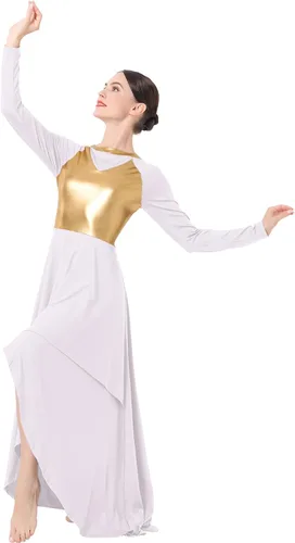 Miniatura 6 de ODASDO Vestidos de baile de alabanza para mujer, disfraz de danza lírica, vestido de iglesia de adoración litúrgica, dobladillo asimétrico, vestido