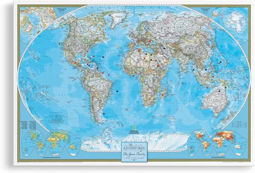 Miniatura 12 de National Geographic - Mapa de viaje – Póster de lienzo con mapa del mundo clásico con alfileres – Mapa personalizado del mundo – Grande 24 x 36